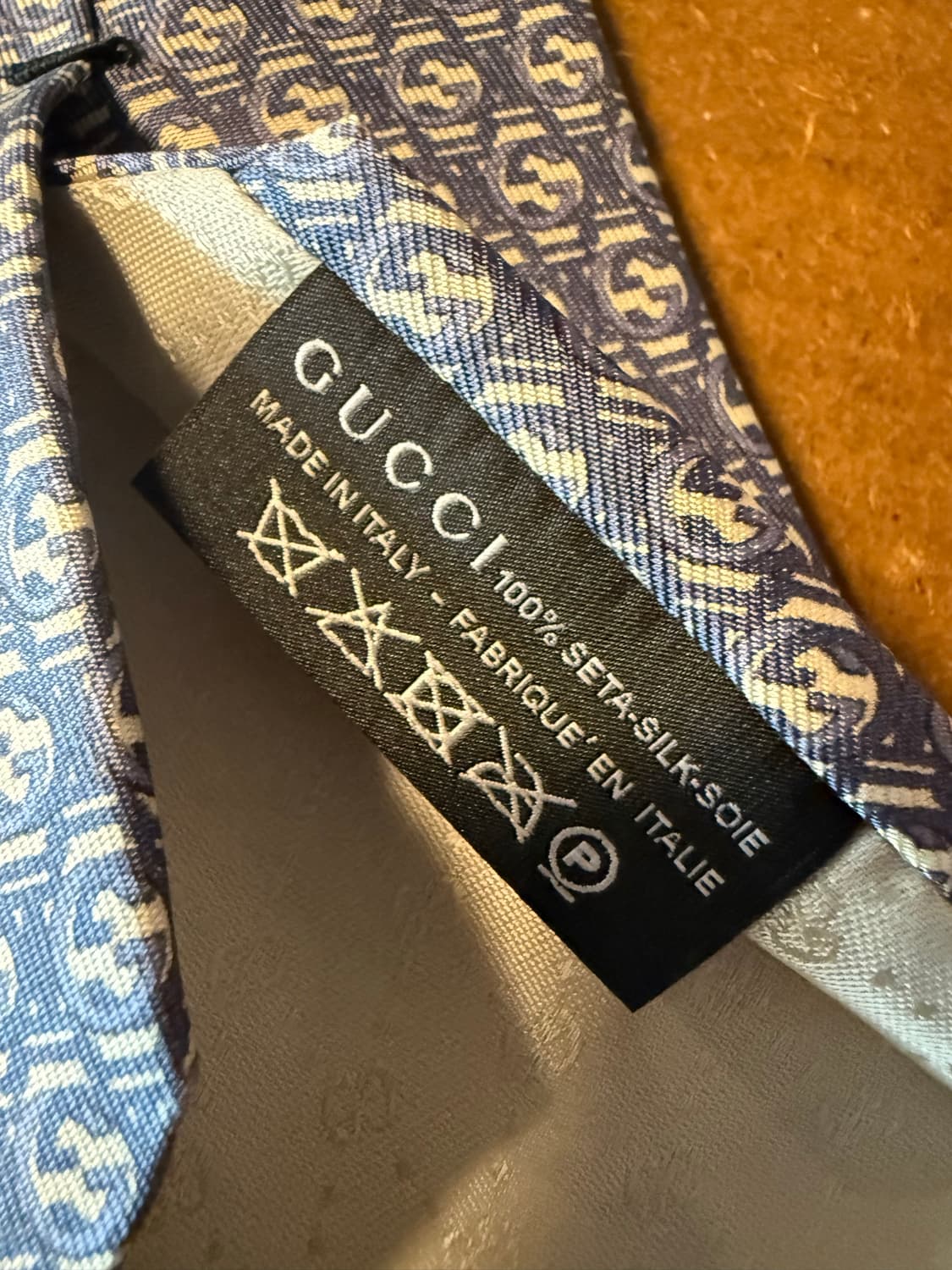 구찌 GUCCI GG로고 실크 넥타이 블루 상품이미지5
