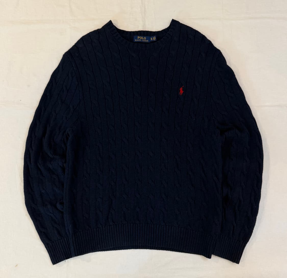 폴로 랄프로렌 꽈배기 케이블 니트 네이비 상품이미지1