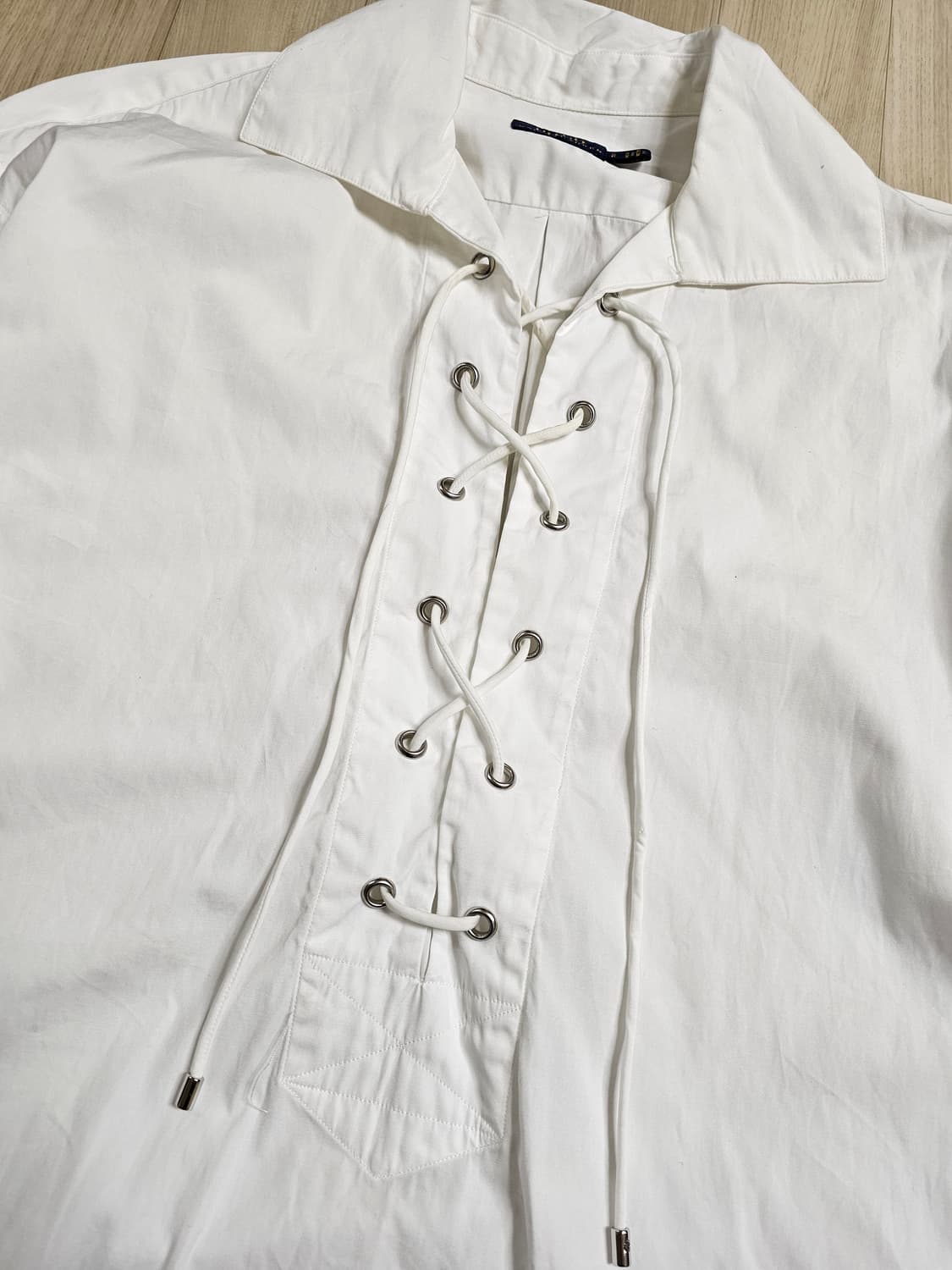 [S/P]폴로 랄프로렌 보헤미안 코튼 레이스업 턱시도 셔츠 상품이미지3