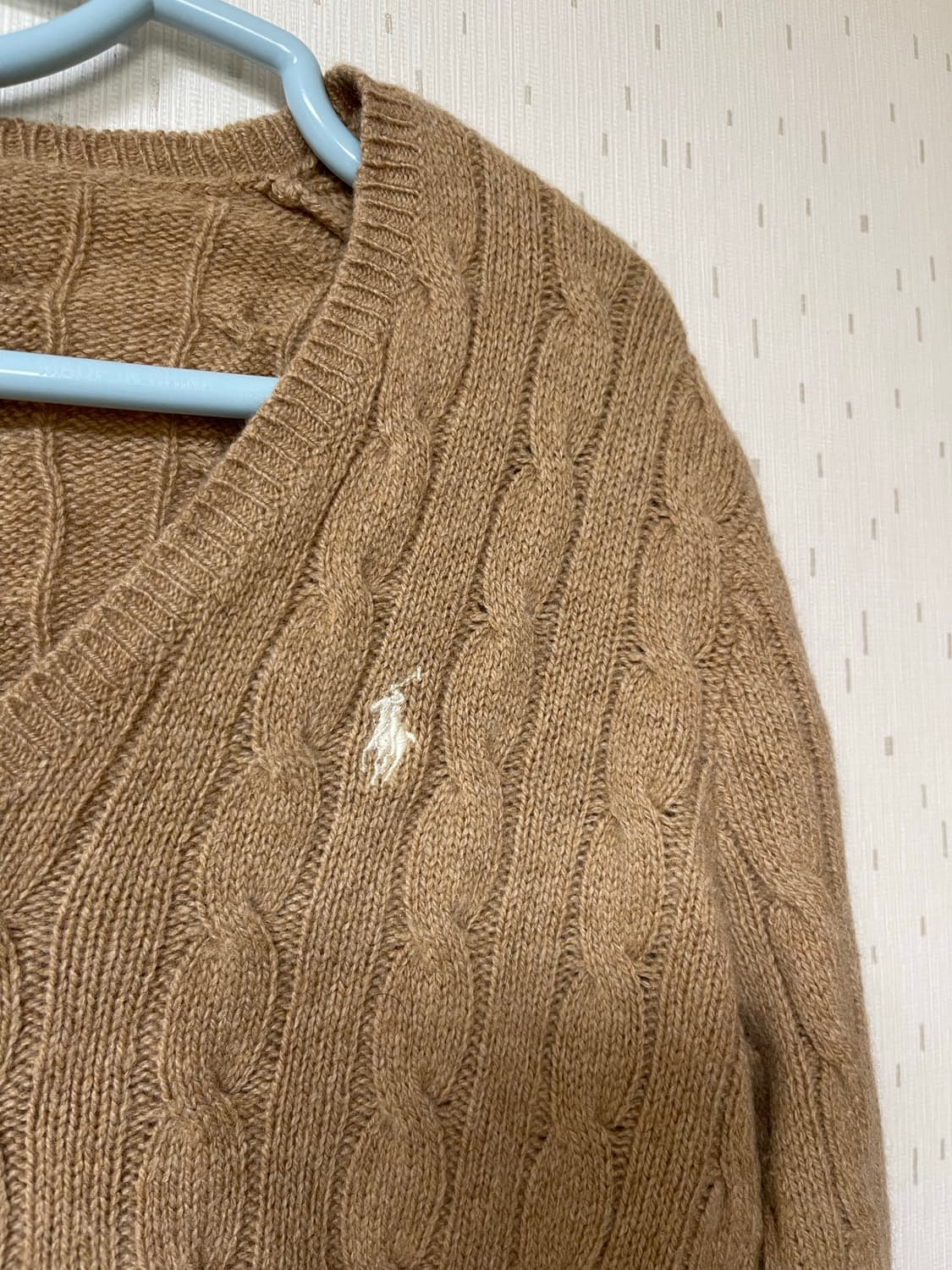 폴로 랄프로렌 정품 여성용 V넥 메리노울 캐시미어 케이블 니트 상품이미지2