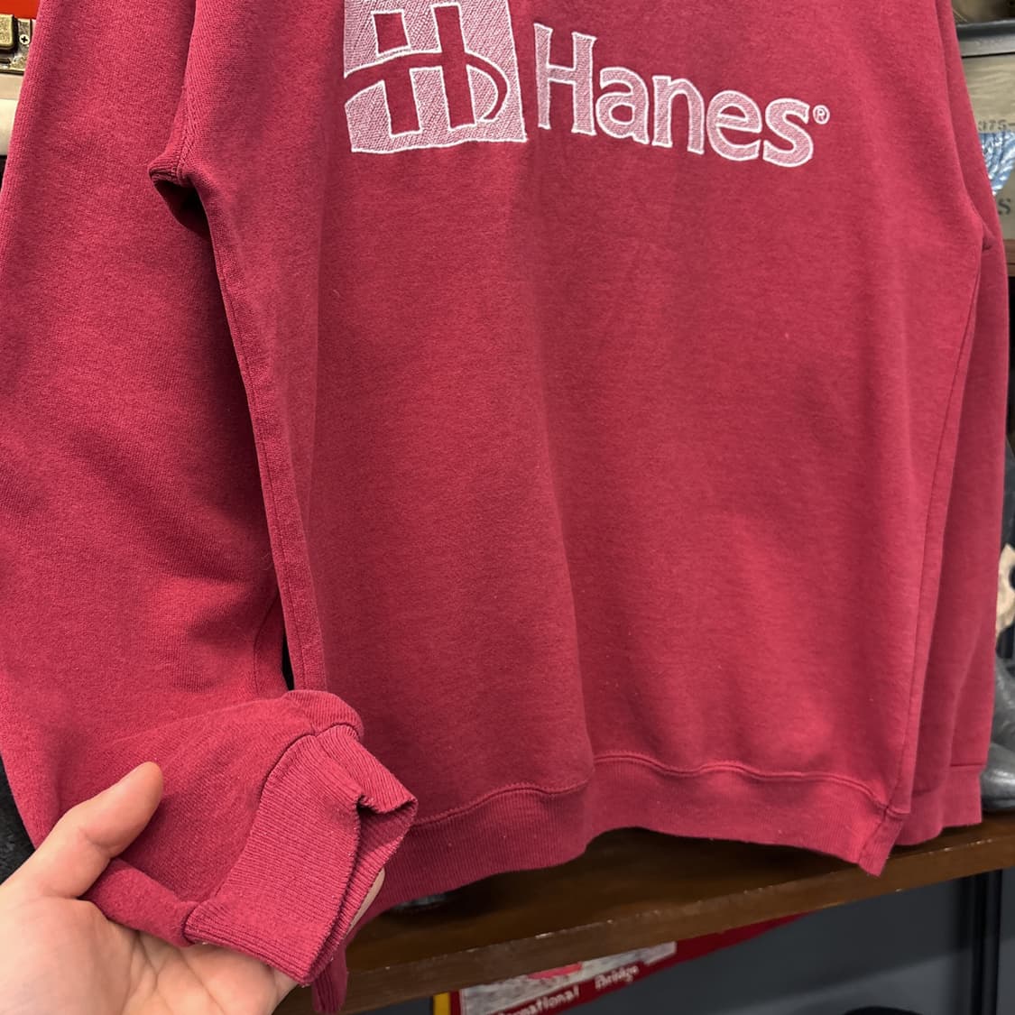90s 헤인즈 헤비웨이트 코튼 크루넥 스웻셔츠 로고자수 N784 상품이미지4
