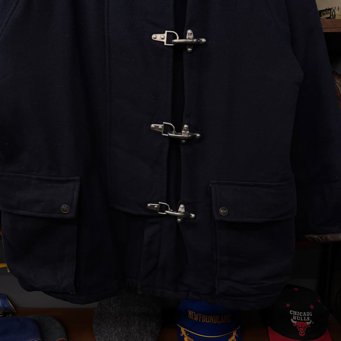 Rare! 90s 타미 힐피거 코듀로이 카라 파이어맨 울 코트   상품이미지4