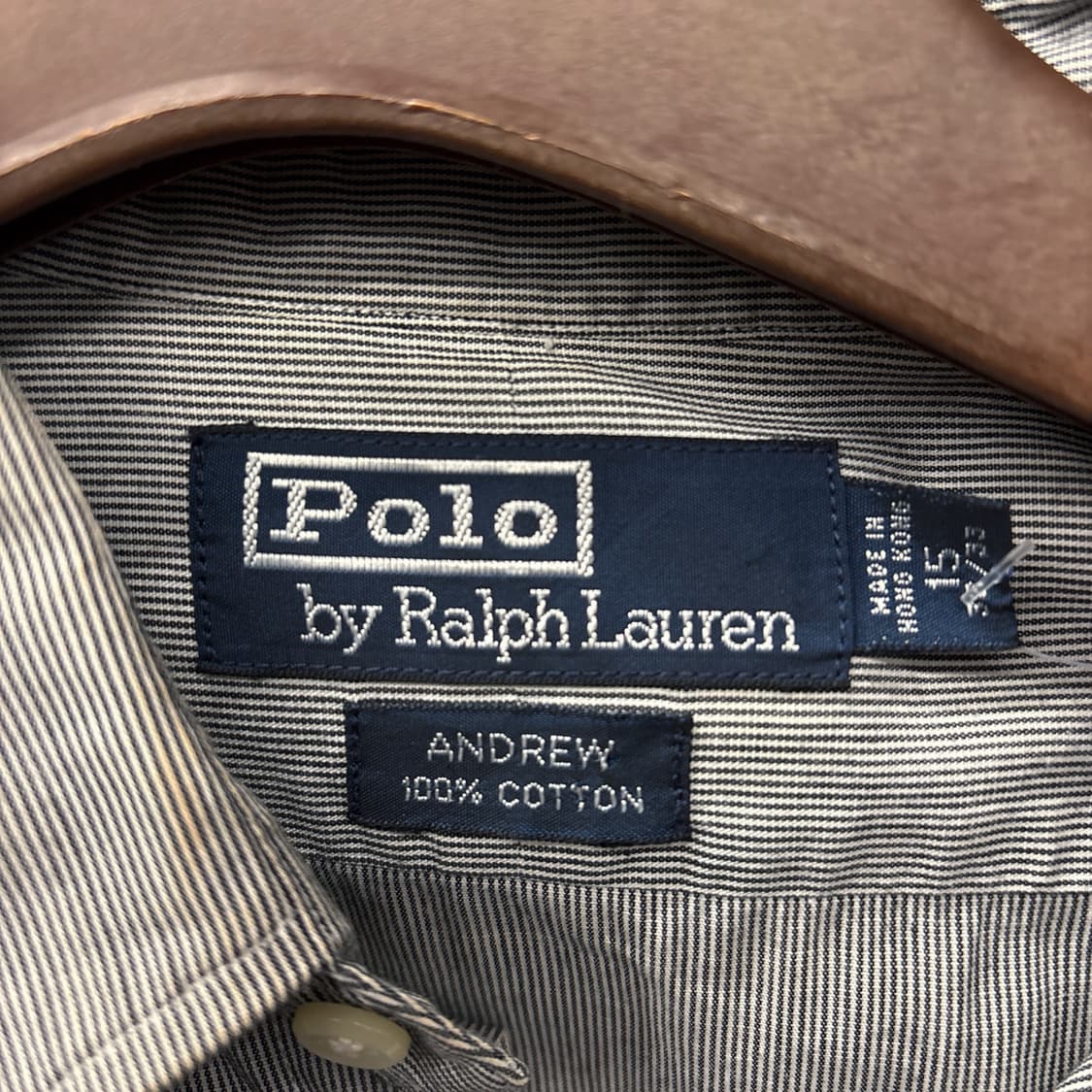 90s 폴로 랄프로렌 앤드류 라인 마이크로 스트라이프 셔츠 N1105 상품이미지6