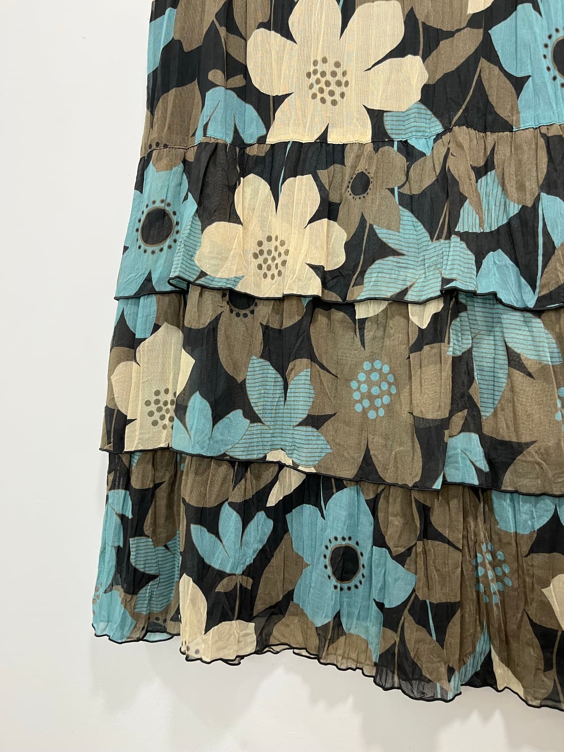 일본 빈티지 플라워 패턴 캉캉 레이어드 미디 스커트 상품이미지5