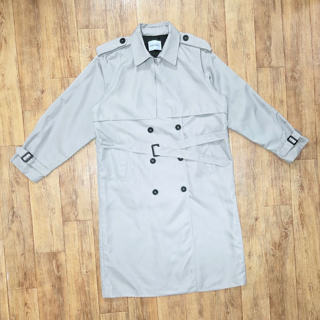 닉앤니콜(NICK NICOLE) 오버핏 더블 스트랩 트렌치코트 프리사이즈 상품이미지5