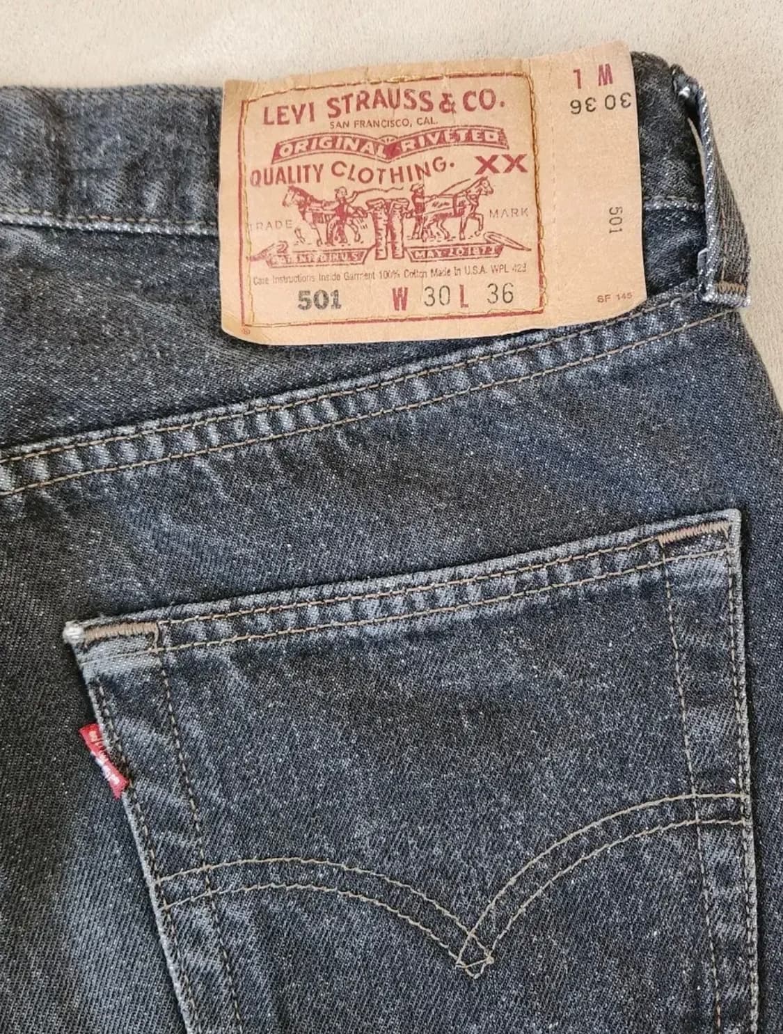 90s USA 리바이스 501 블랙 데님 상품이미지3