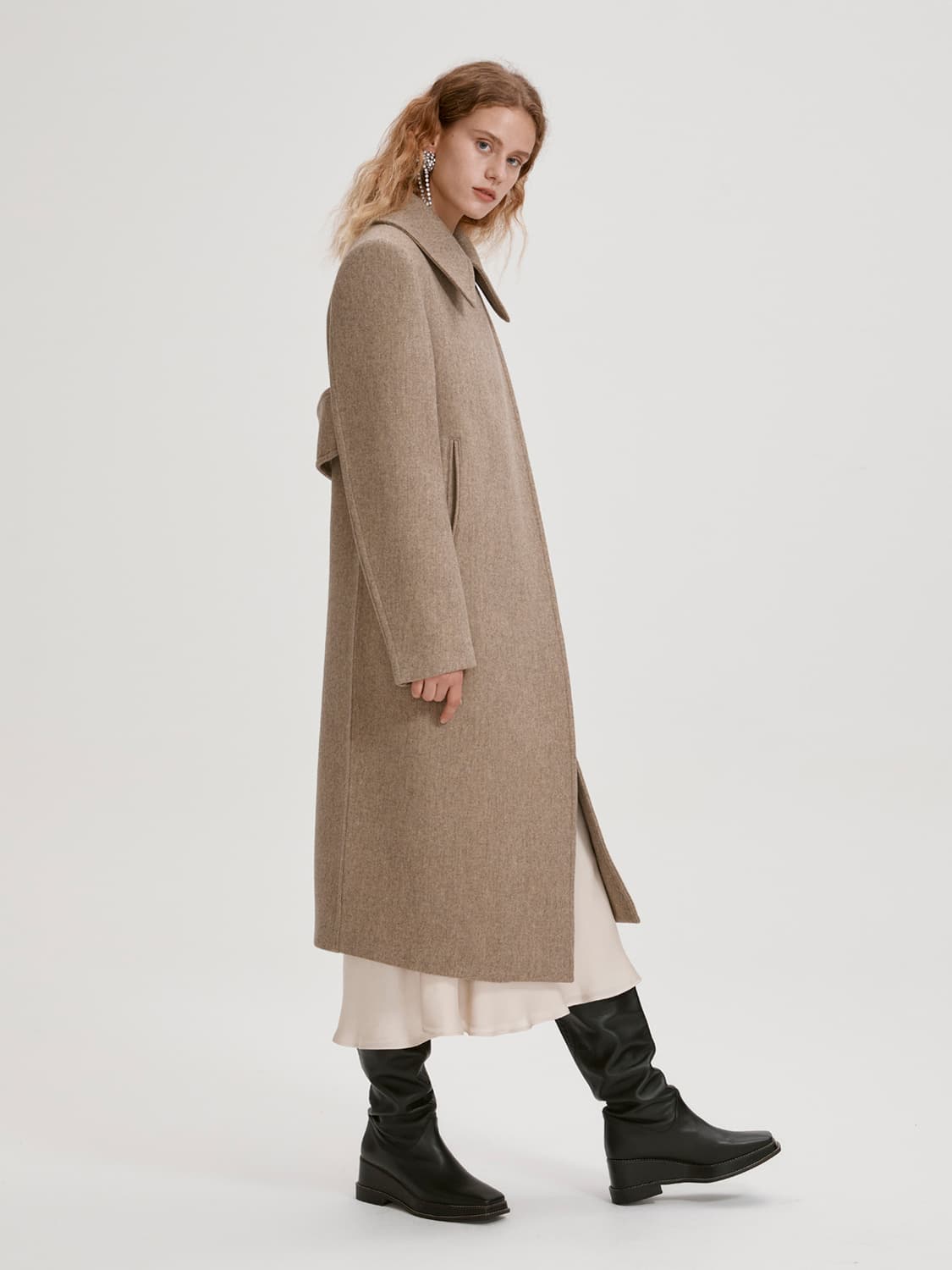 렉토 스프레드 칼라 울 코트 베이지 상품이미지2