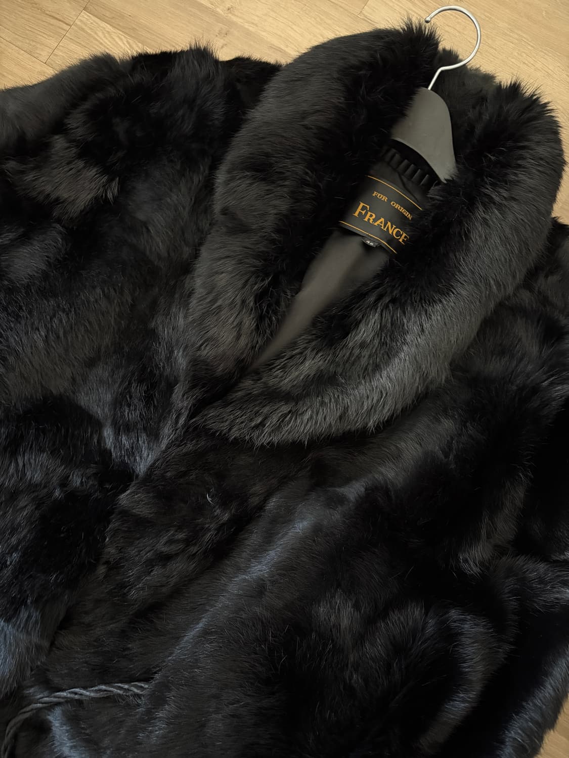 리얼 토끼 블랙 롱코트 상품이미지5