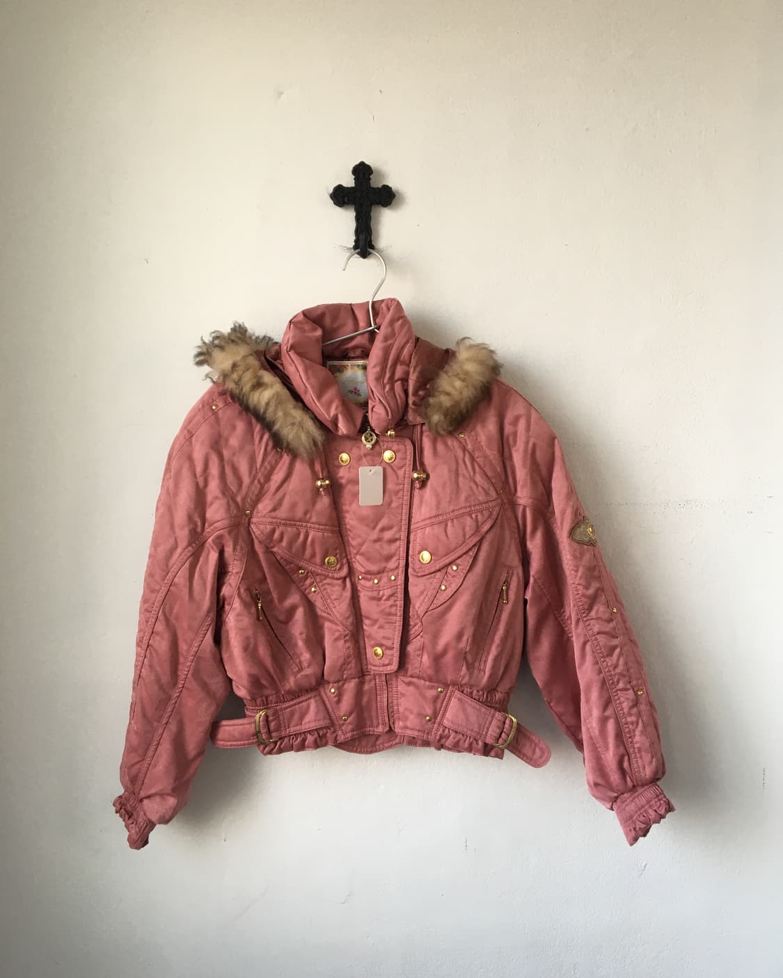 Fake fur hood high neck jacket 상품이미지2