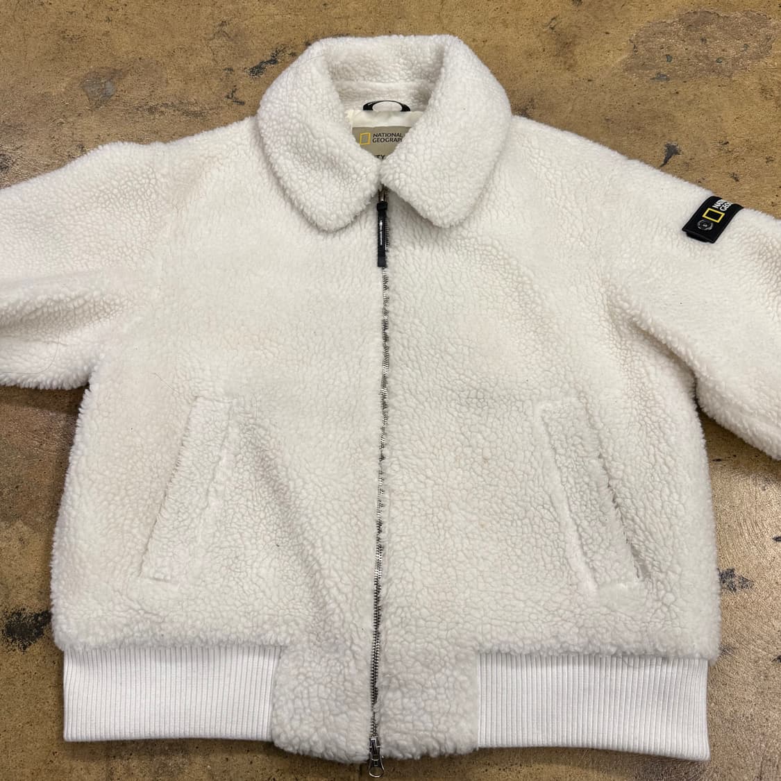 [정품/M] 내셔널지오그래픽 흰색 뽀글이 플리스 자켓 b15 상품이미지3