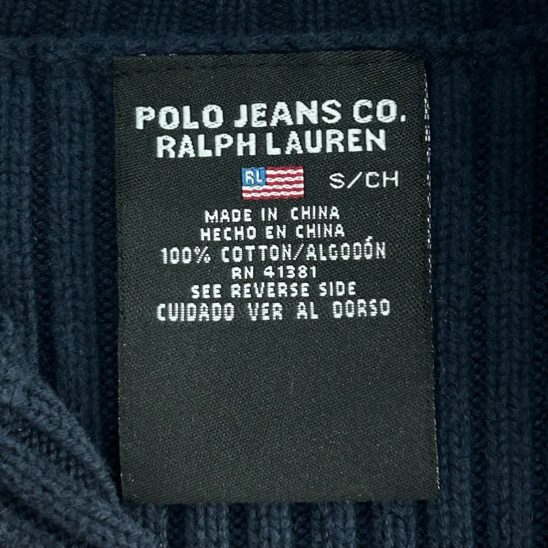 Polo 폴로 진스 넥 자수 포인트 네이비 니트집업 상품이미지6