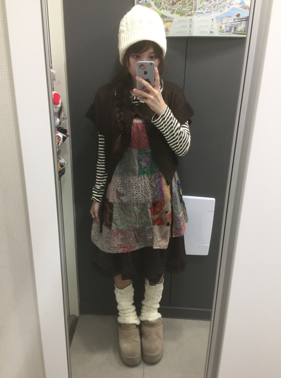 빈티지 패치워크 브라운 모리걸 하구미 코디세트 상품이미지2