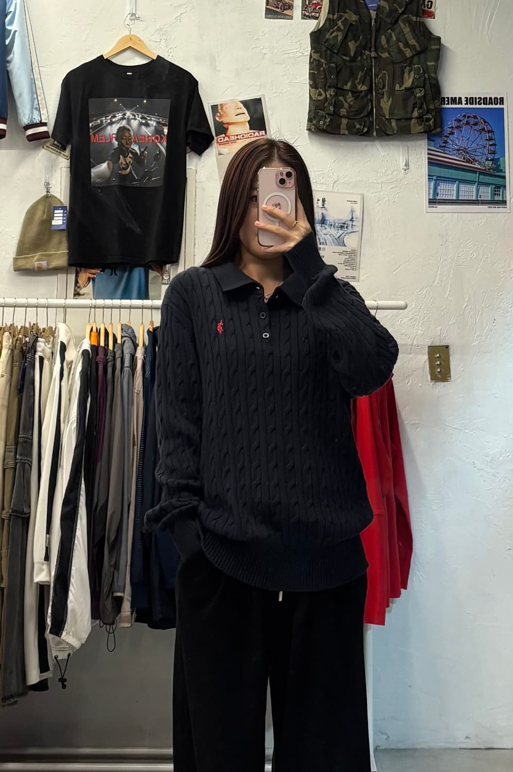 유에스폴로어센 자수 네이비 꽈베기 니트 XL 상품이미지1