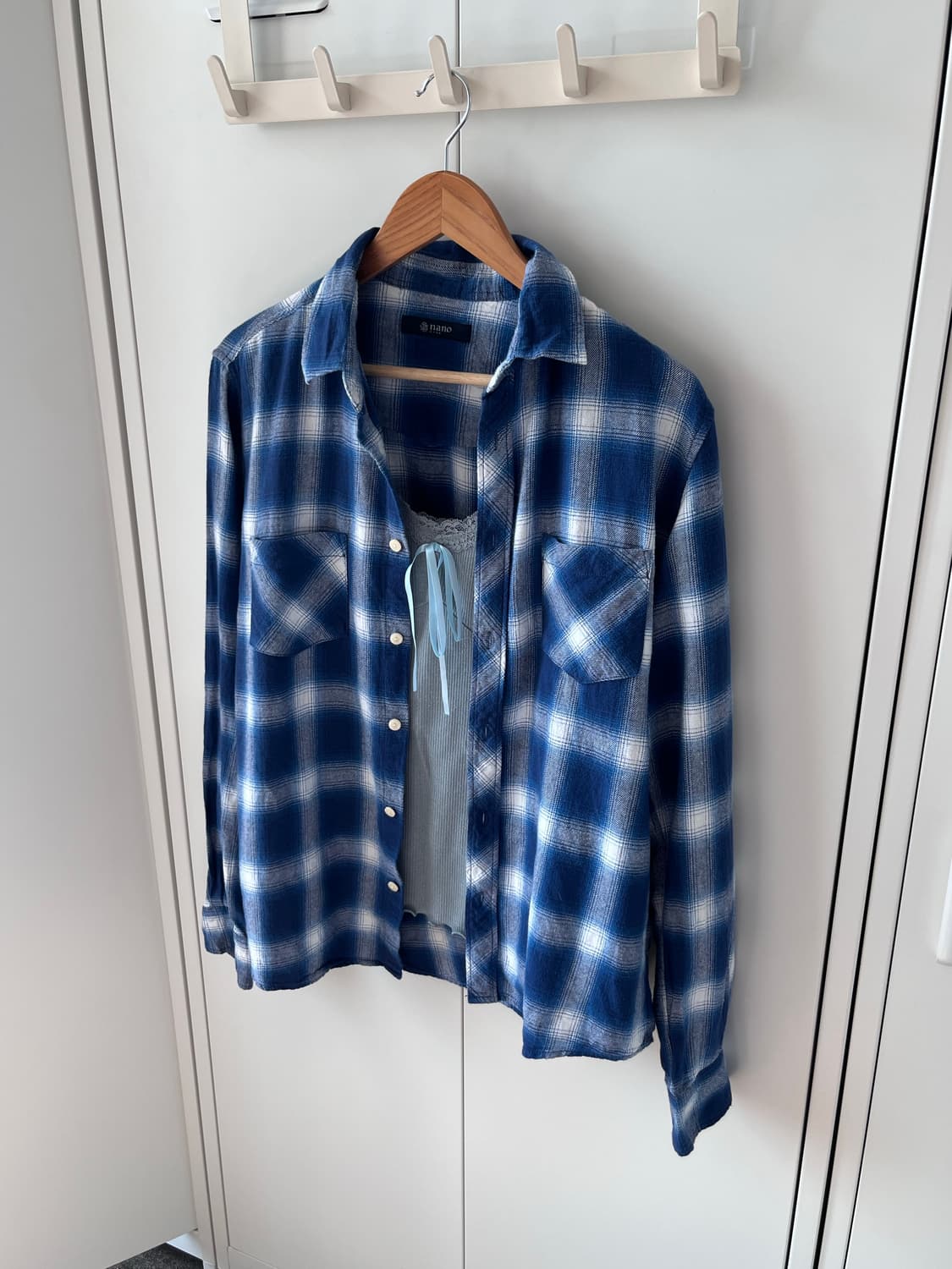 Nano base 블루 체크 셔츠 남방 상품이미지1