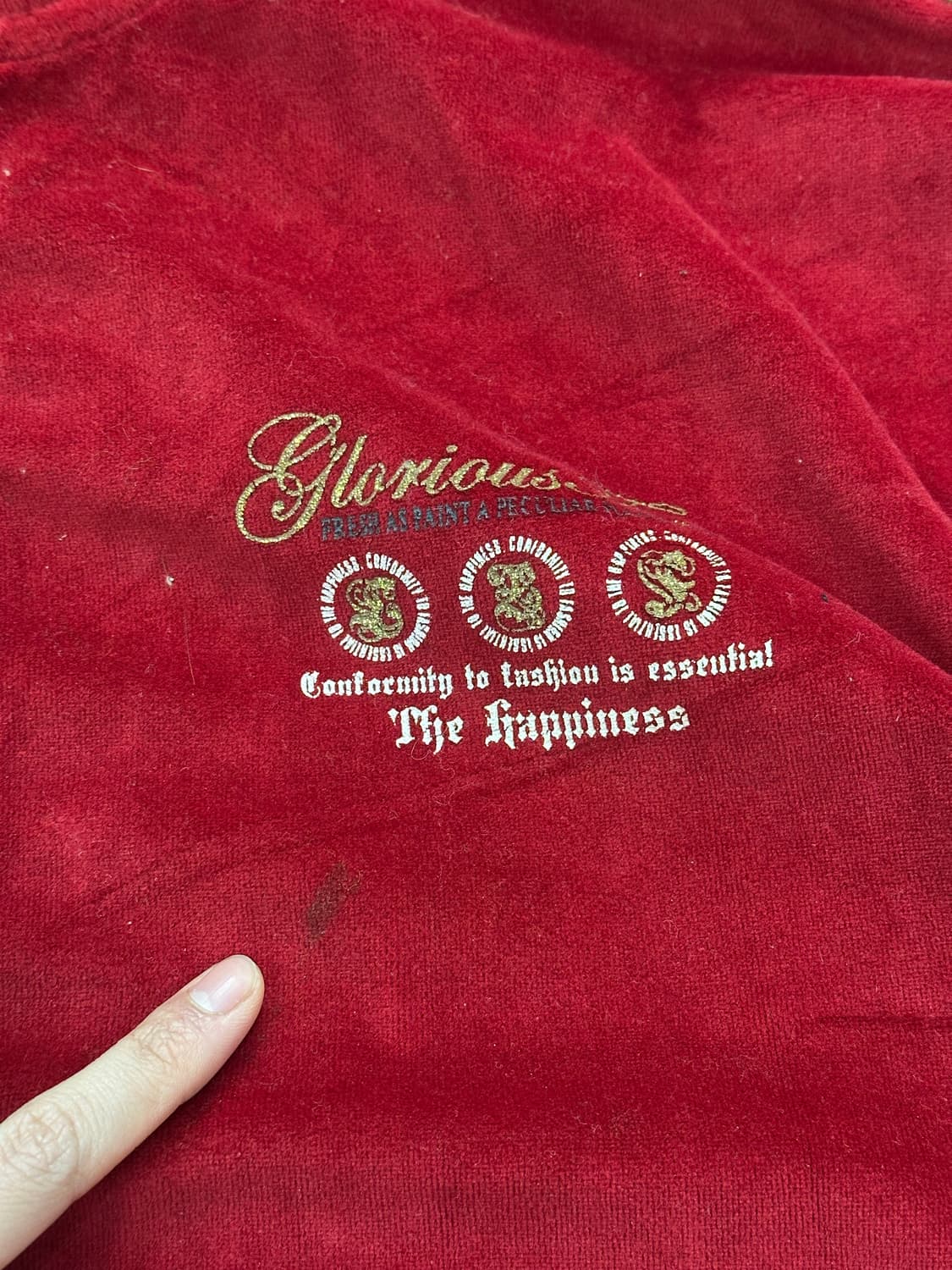 M)Japanese vintage 레드 벨벳 집업 상품이미지5