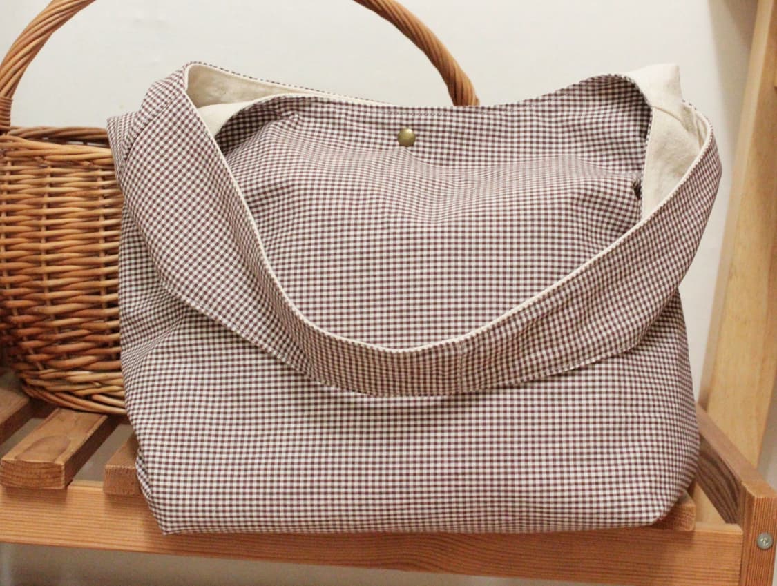 핸드메이드 브라운체크 가방 원핸들백 상품이미지7
