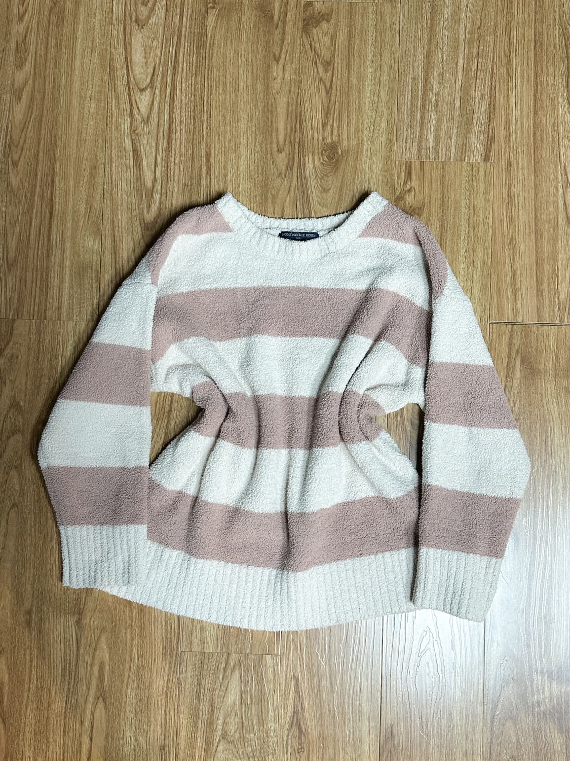 빈티지 핑크 화이트 스트라이프 니트 히메갸루 로걀 라떼 헤이세이 모리걸 상품이미지1