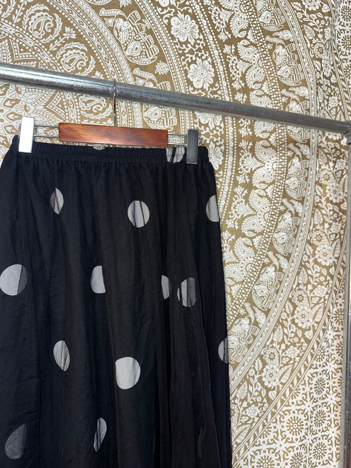 빈티지 여성 밴딩 시스루 도트 스커트  상품이미지3