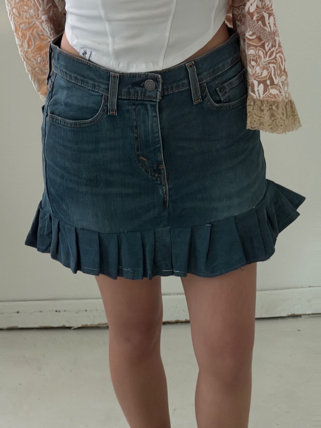 일본빈티지 리바이스 프릴 청치마 상품이미지3