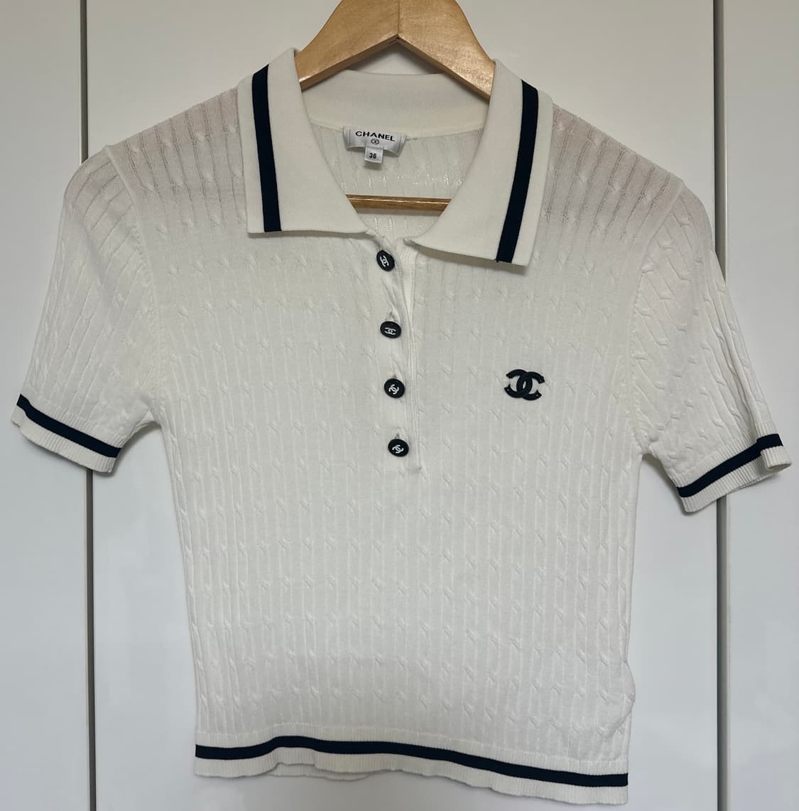 샤넬 화이트 반팔 니트 36사이즈 정품 상품이미지1