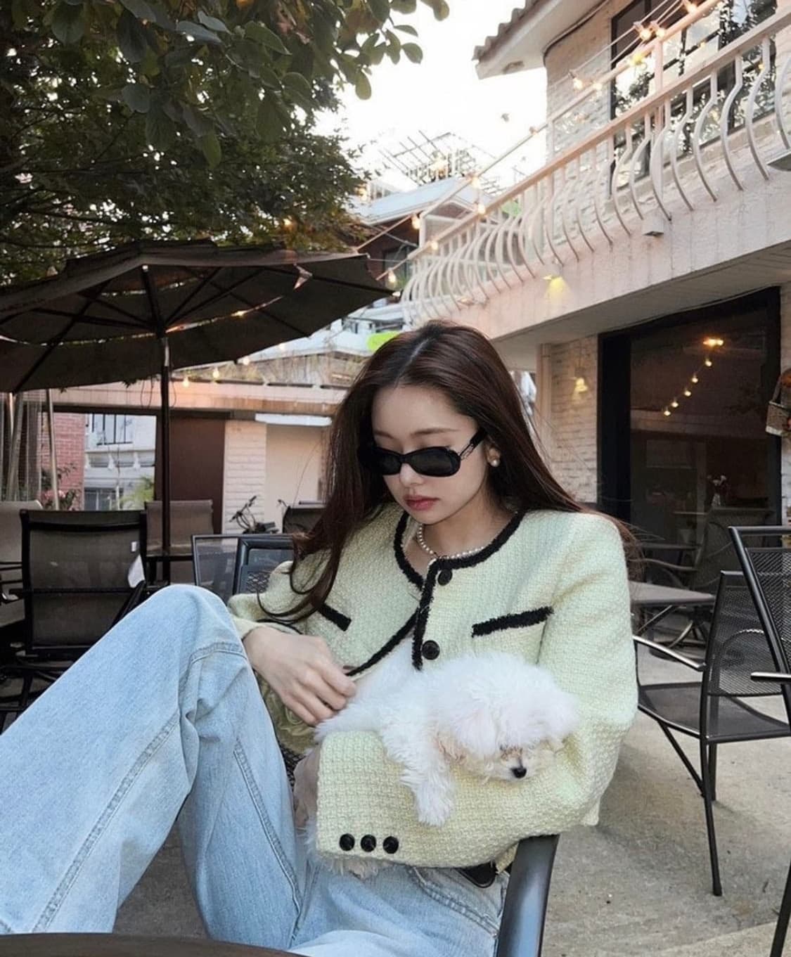 에트몽 Trimmed Tweed Jacket 핑크 s 1번착용 상품이미지5