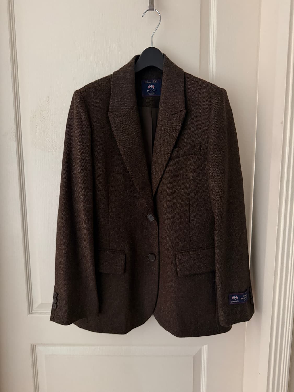 아브라함문 헤링본 메리노울 자켓 - 브라운 S 상품이미지1