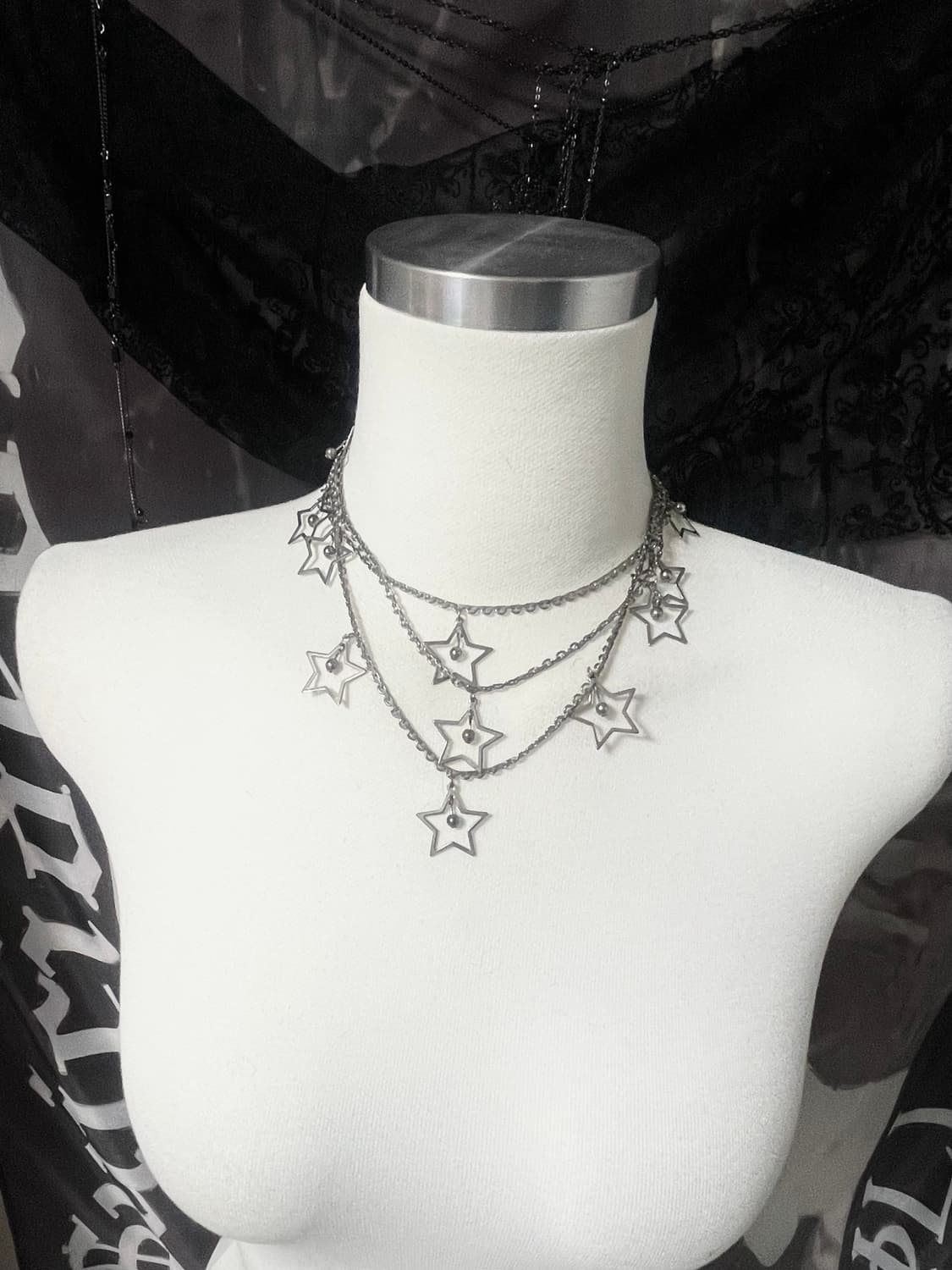 00s star choker 3줄 레이어드 별목걸이 빈티지대장오네갸루 상품이미지1