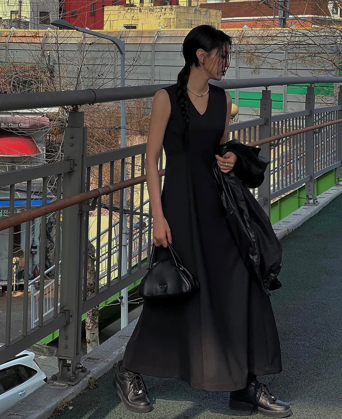 트리밍버드V-neck Flare Long One-piece 상품이미지1