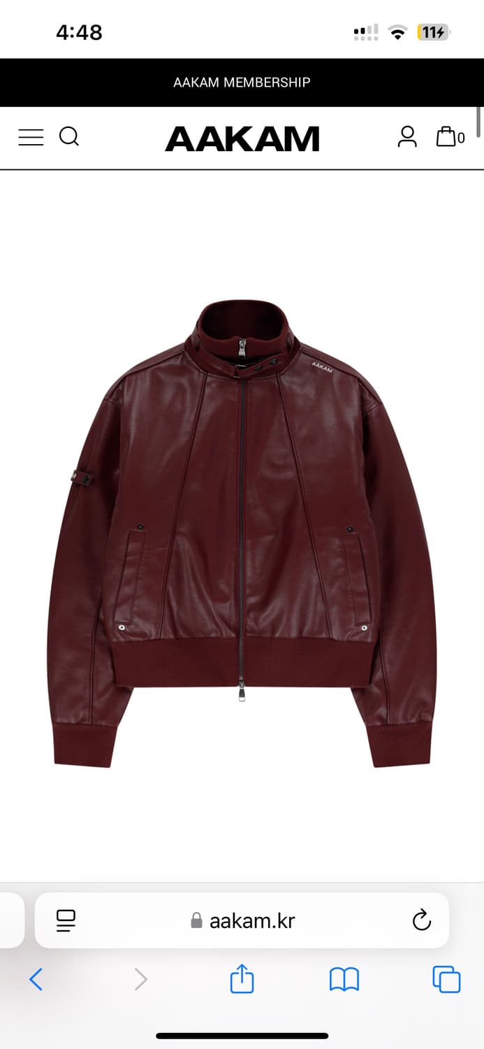 아캄 레더자켓 와인색 하자X 상품이미지1
