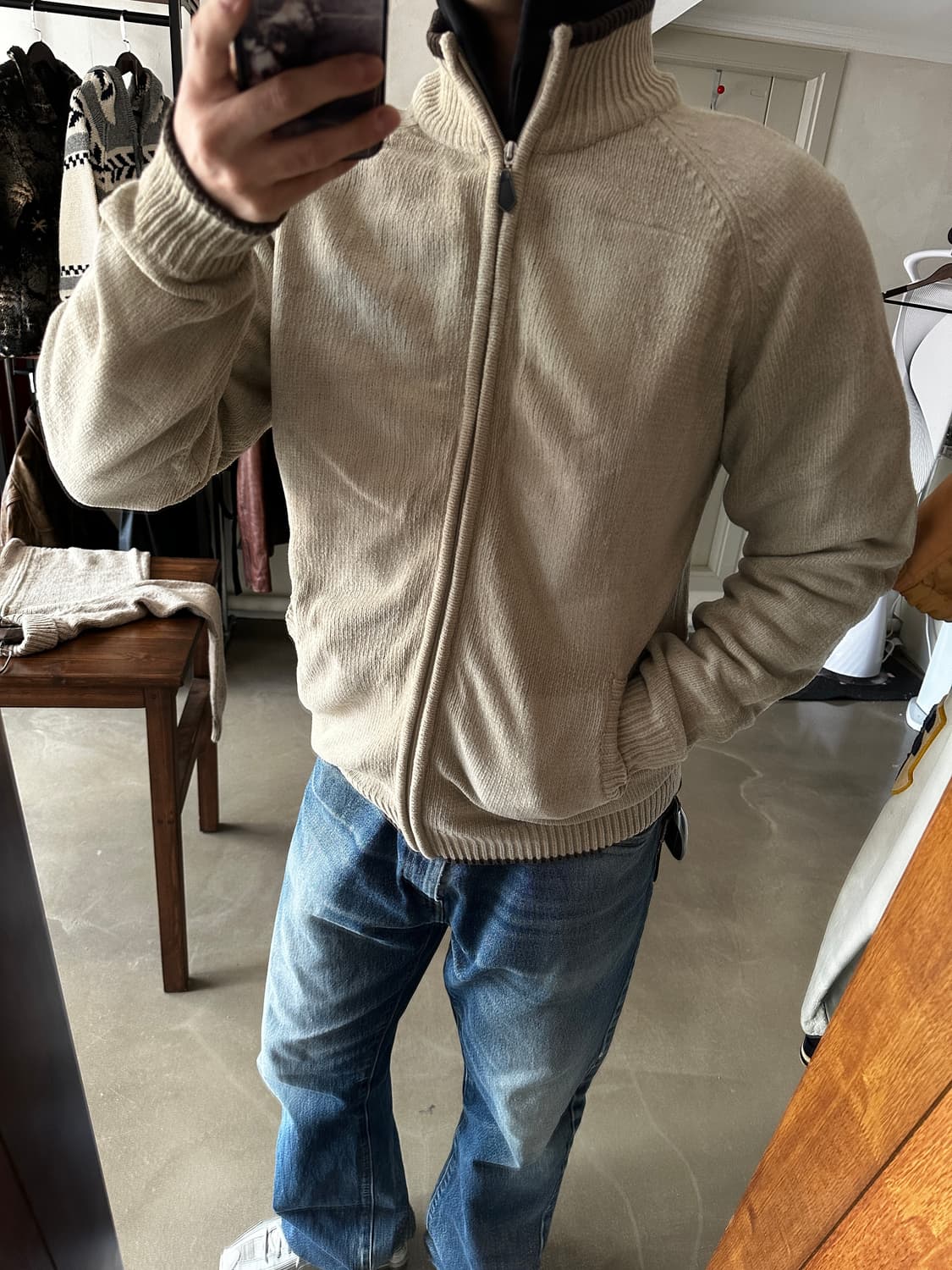 재패니즈 빈티지 하프넥 니트 집업 가디건 상품이미지1