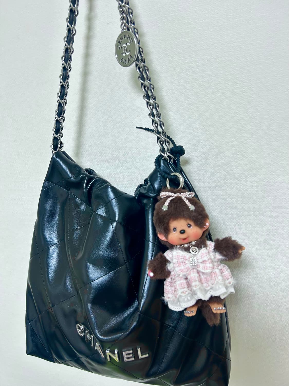 🤍정품 몬치치 커스텀 키링 – 핑크 트위드 에디션 상품이미지4