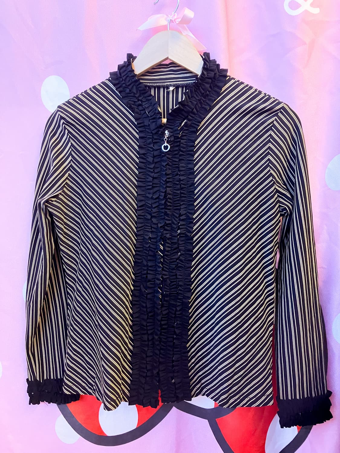 jpn 스트라이프 러플 가디건 상품이미지1