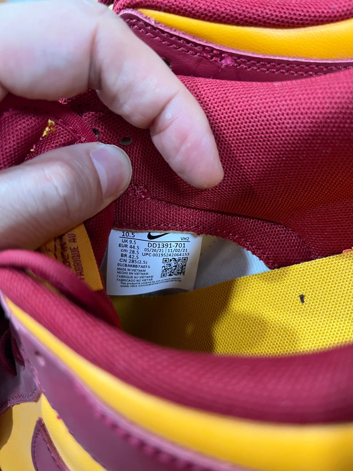 나이키 덩크 로우 버건디 앤 옐로우 Size 285 상품이미지6