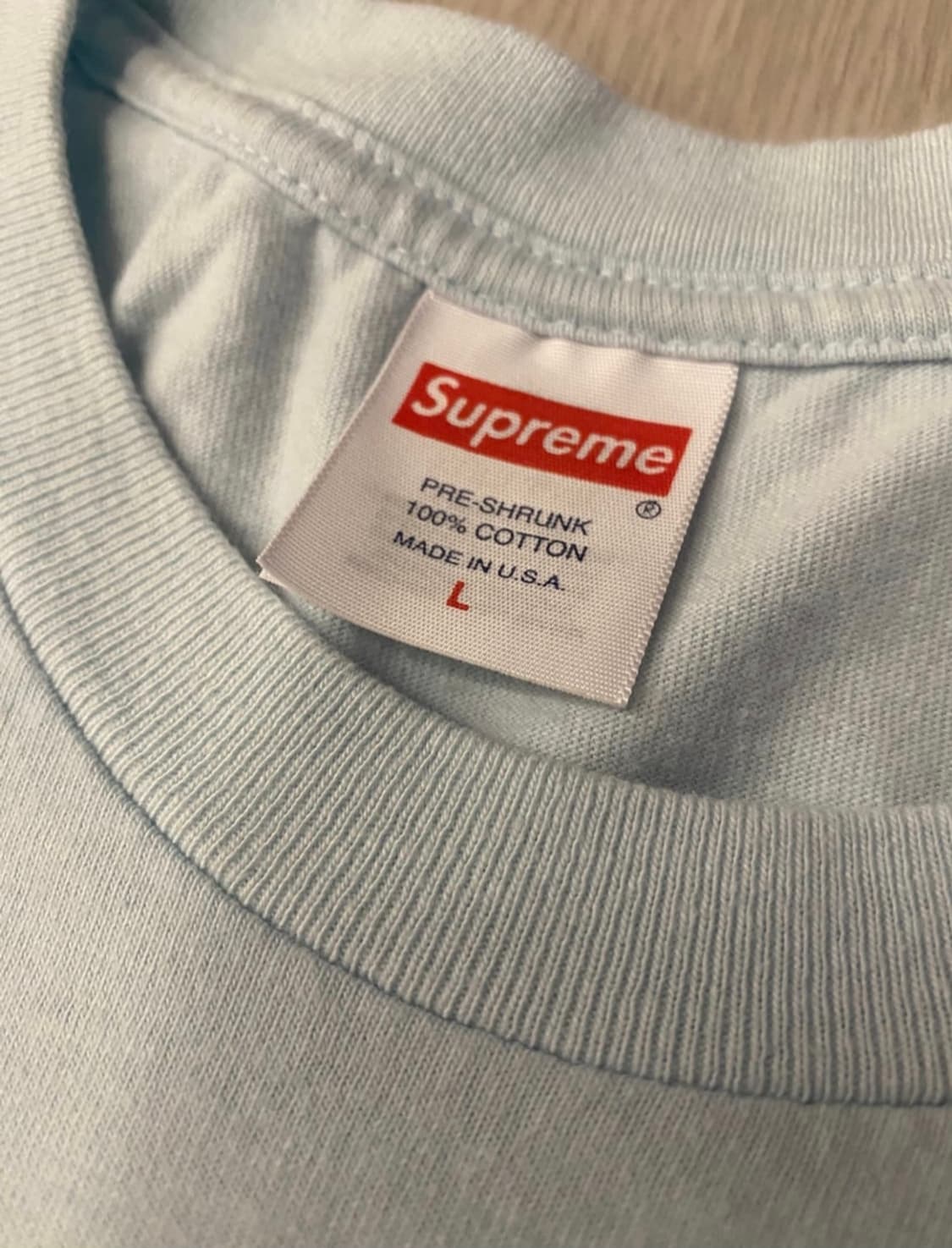 [L] 슈프림 아라빅 로고 티셔츠 페일 블루 상품이미지2