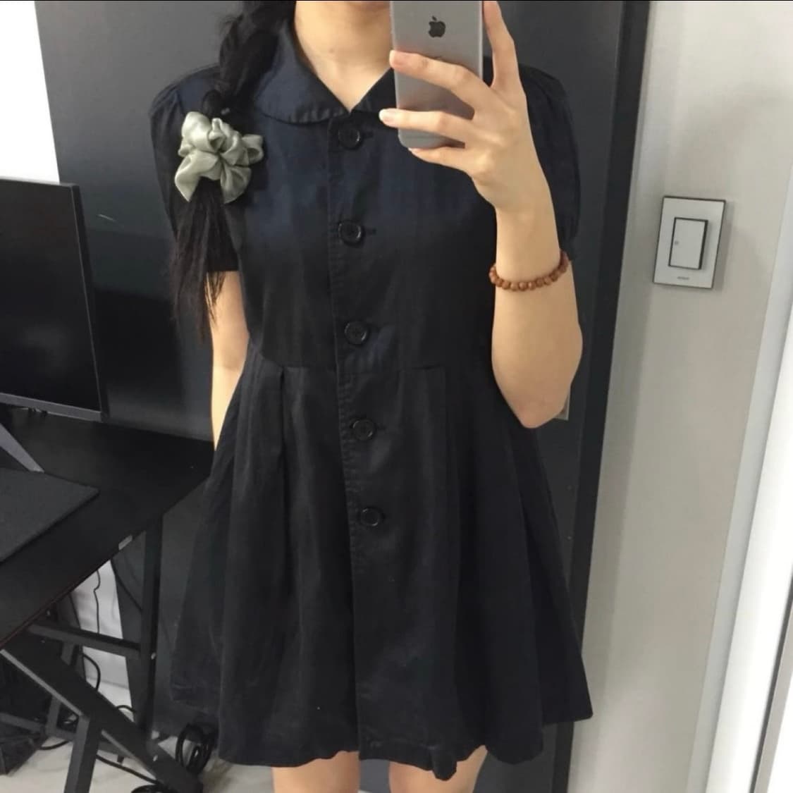 Saburoku 모리걸 히메갸루 카라 버튼 원피스 상품이미지1