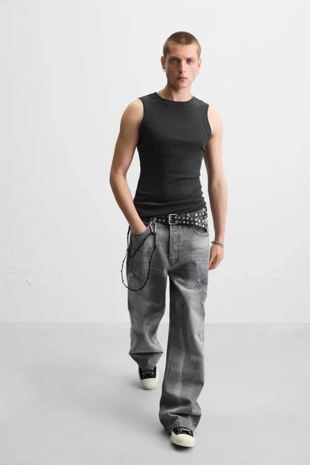 자라 그레이 워싱 배기 플레어 진 데님 상품이미지2