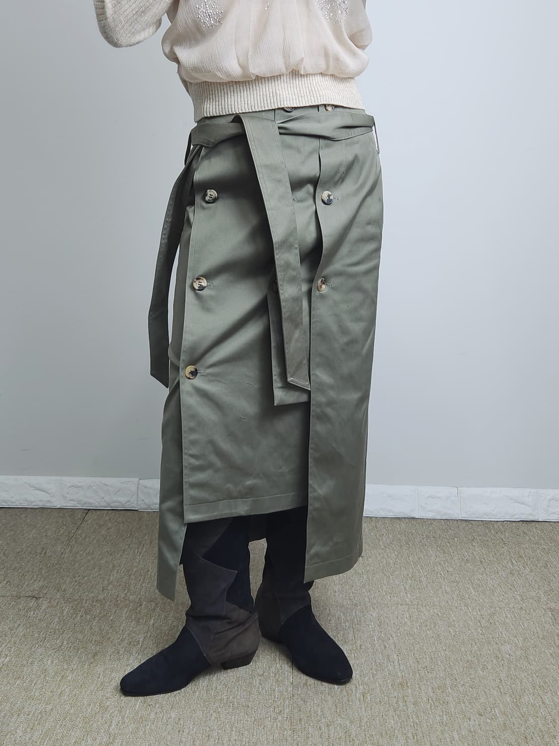 단추 언발 롱 스커트 상품이미지3