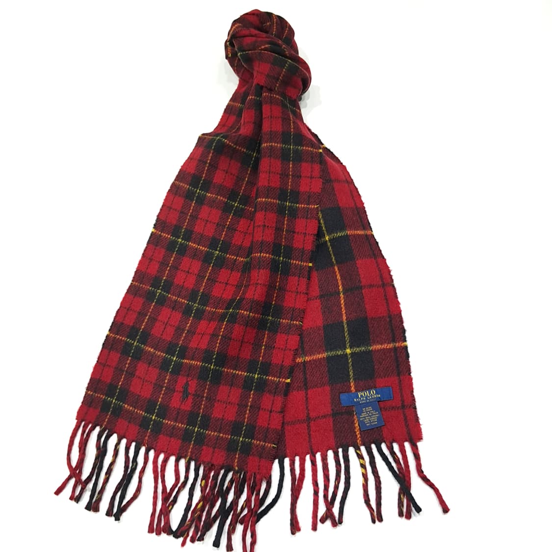 MX547 폴로 90s 이태리판 울 레드 타탄 체크 머플러 목도리 상품이미지2