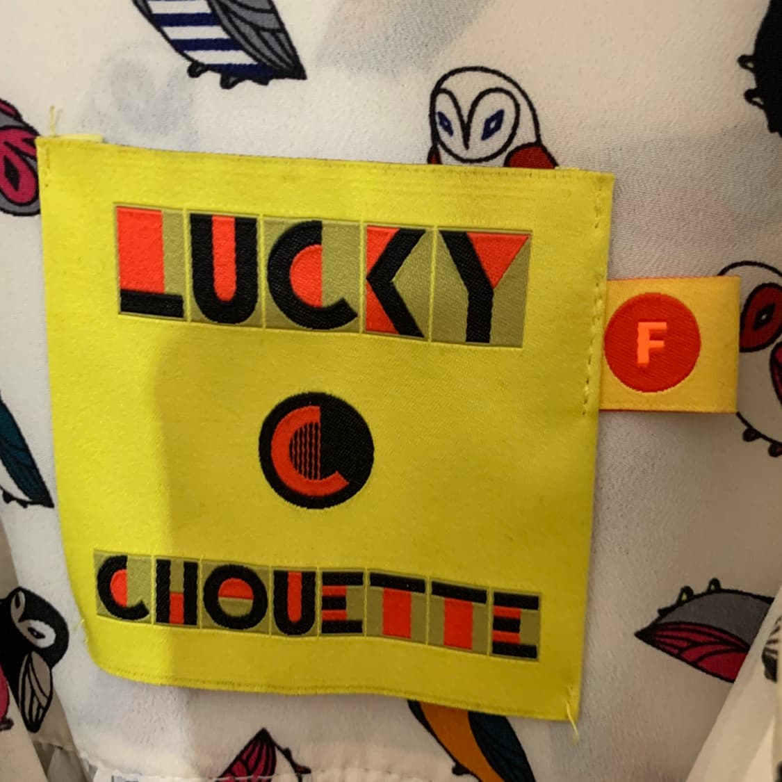 럭키슈에뜨 올빼미 패턴 주름 블라우스 셔츠 상품이미지5