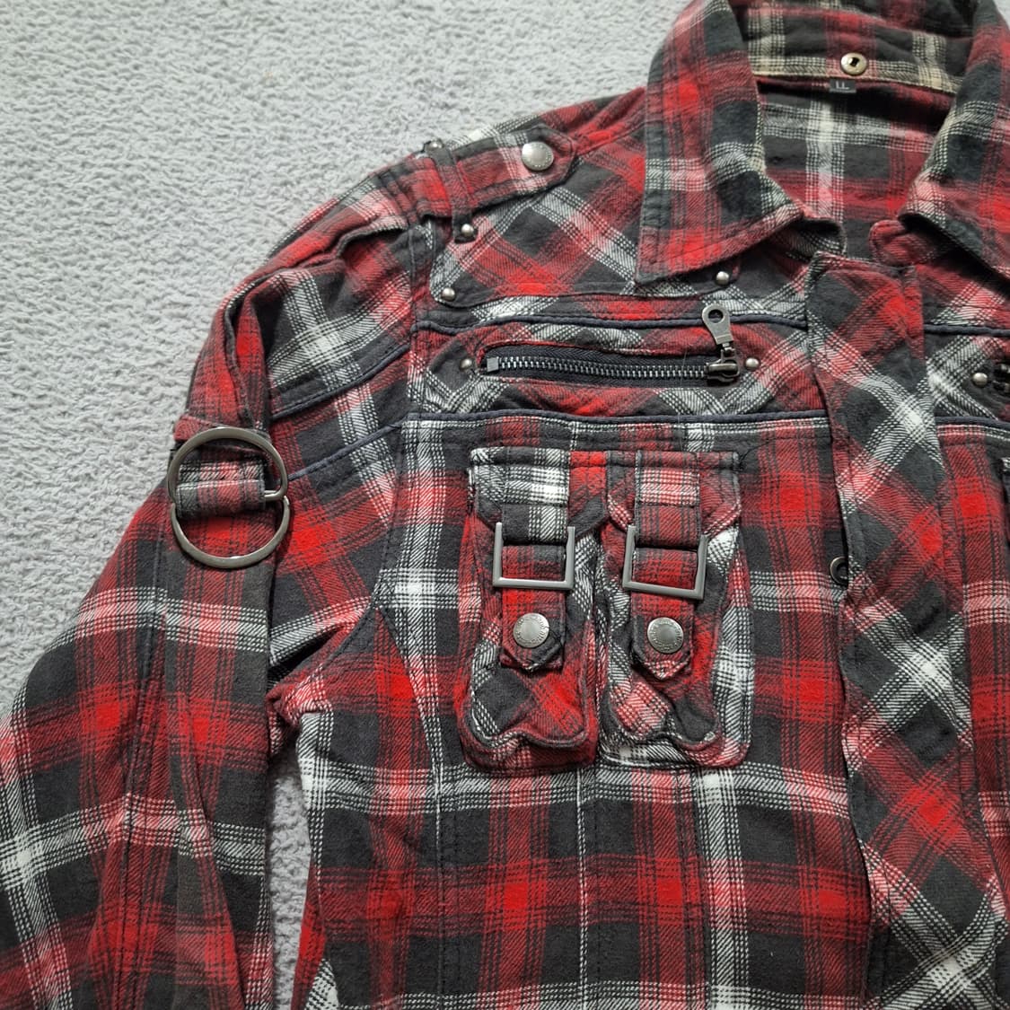 Punk zip detail check shirt 상품이미지2