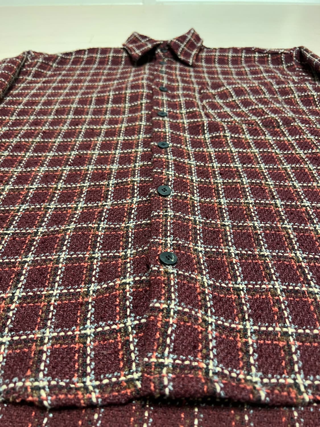 hoodie 버건디 체크 트위드 오버핏 셔츠 / 겨울 셔츠 아우터  상품이미지4