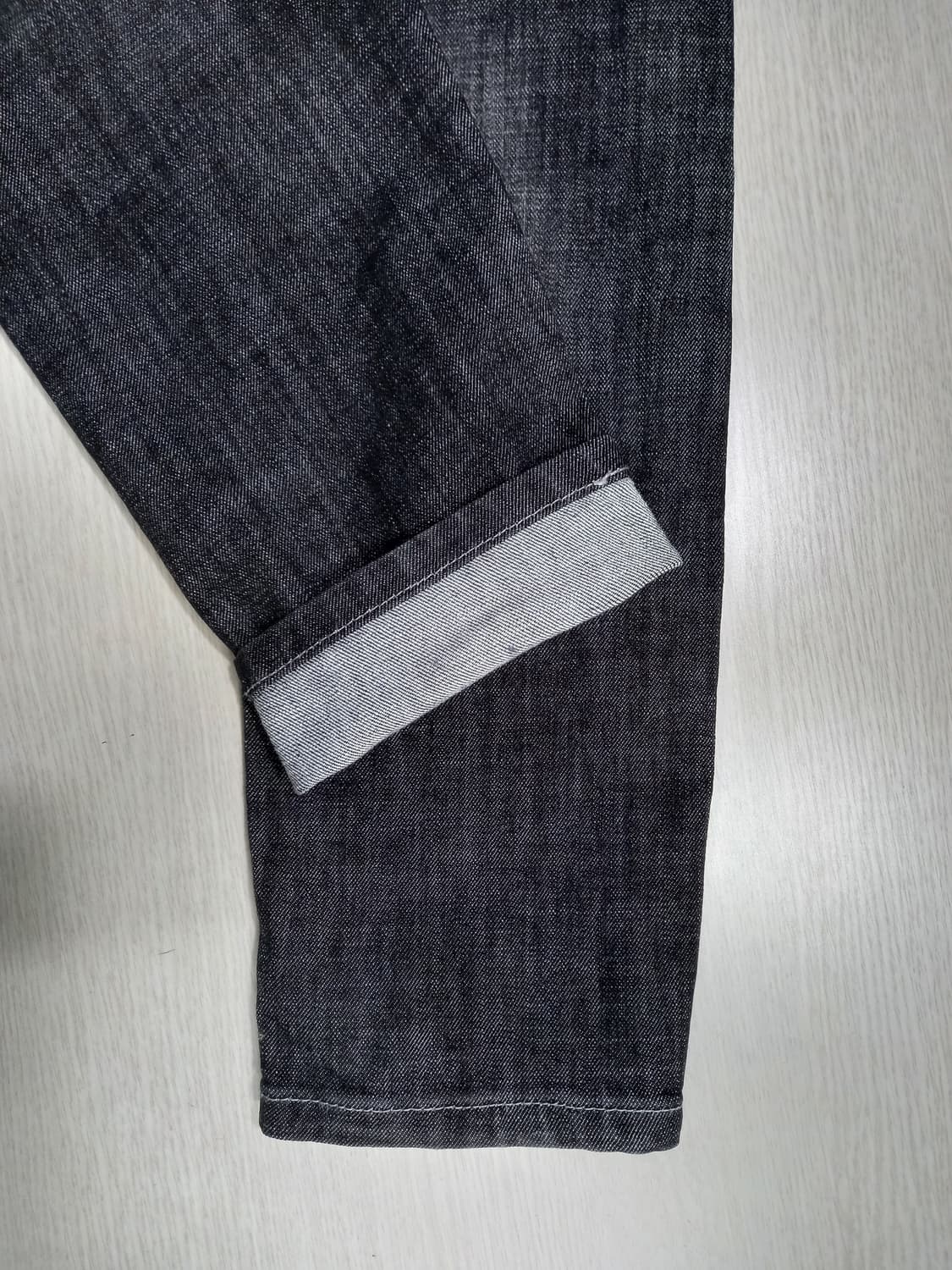 32 ROZALL 데미지워싱 스판 슬림일자진 흑청 32-362 상품이미지5