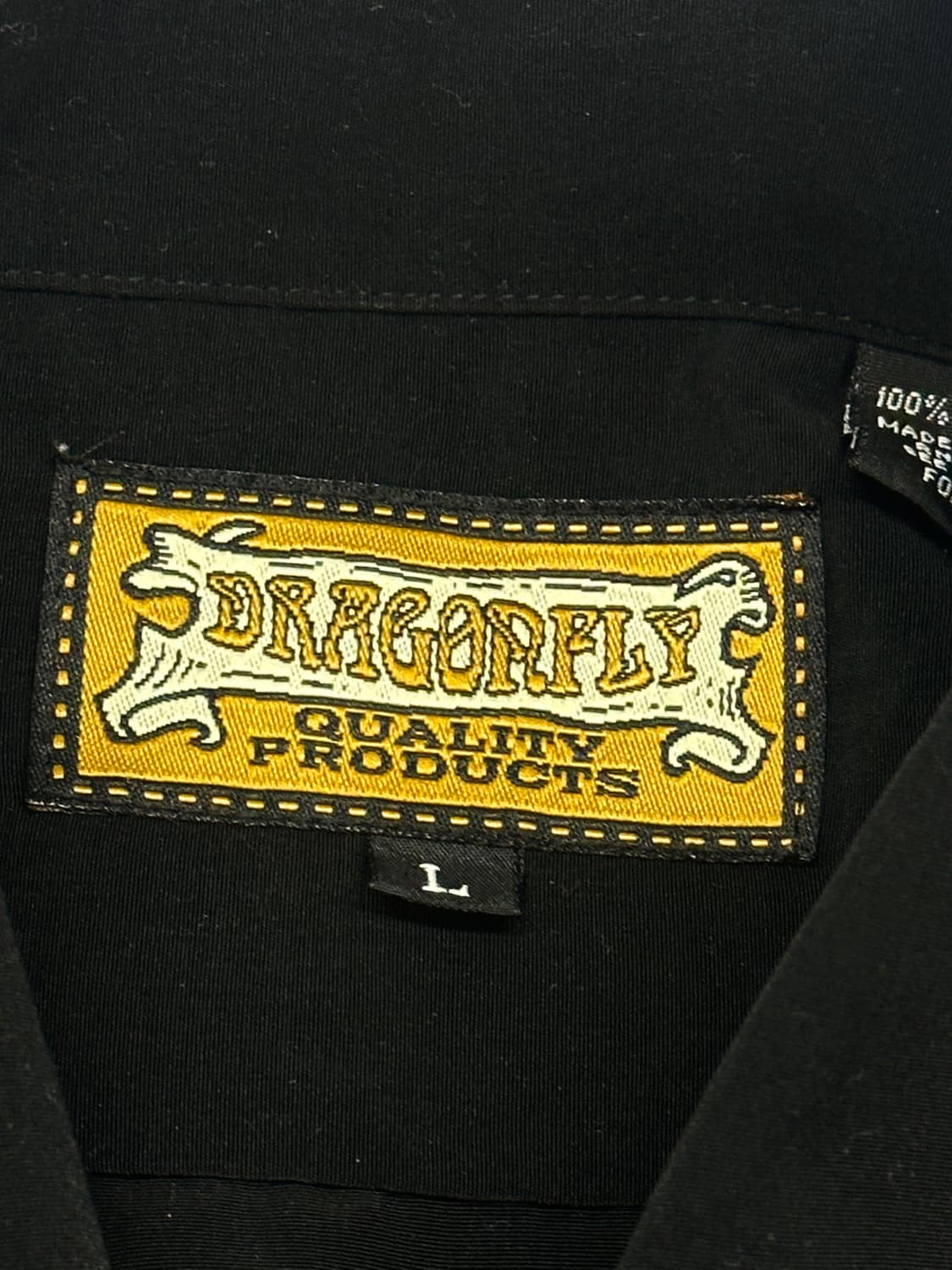 Dragonfly 🎸빈티지 자수 기타 오버핏 카라 셔츠 블랙 보헤미안 상품이미지5