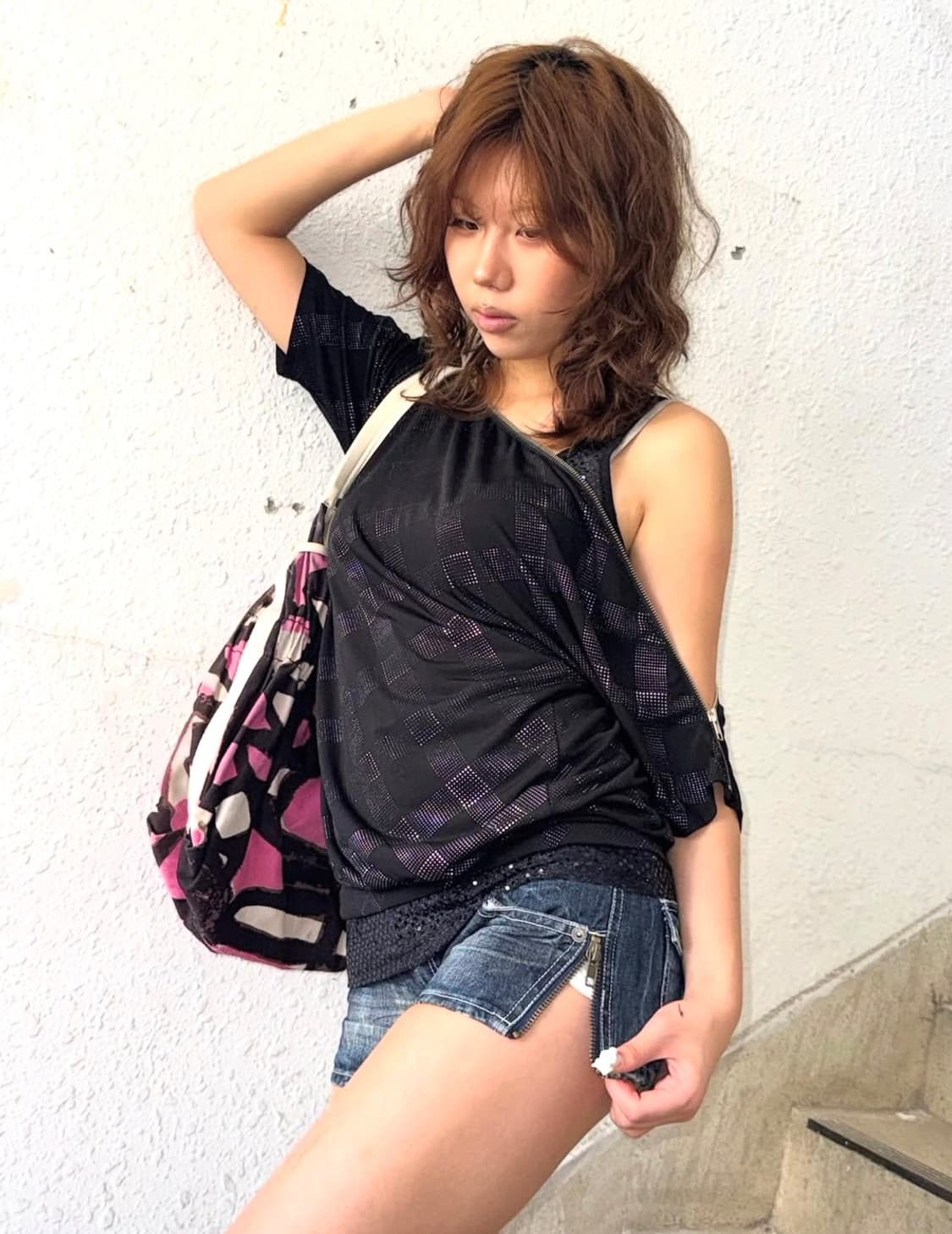 XS DKNY 지퍼 반팔 티셔츠 상품이미지2