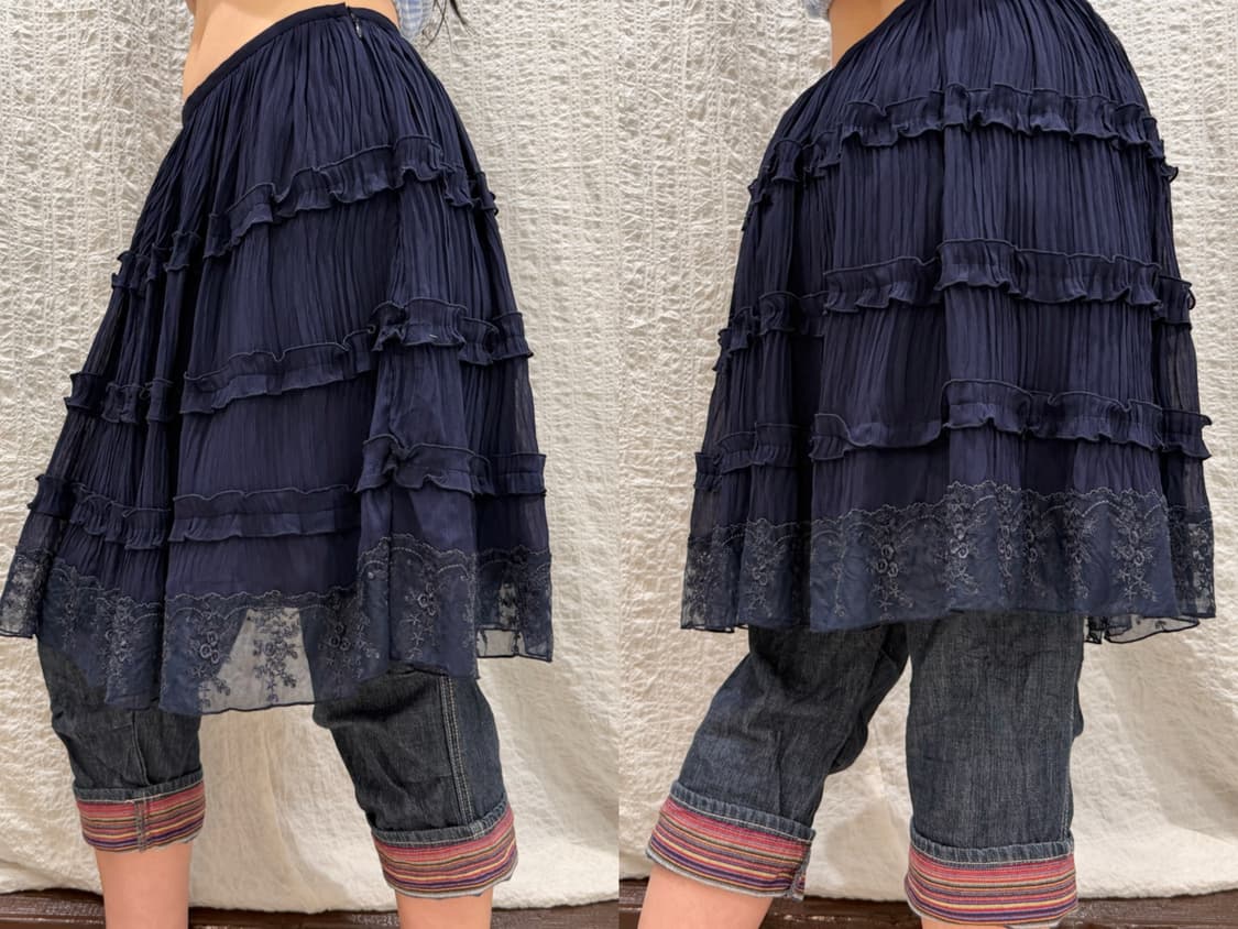 frill navy cancan midi skirt 상품이미지6