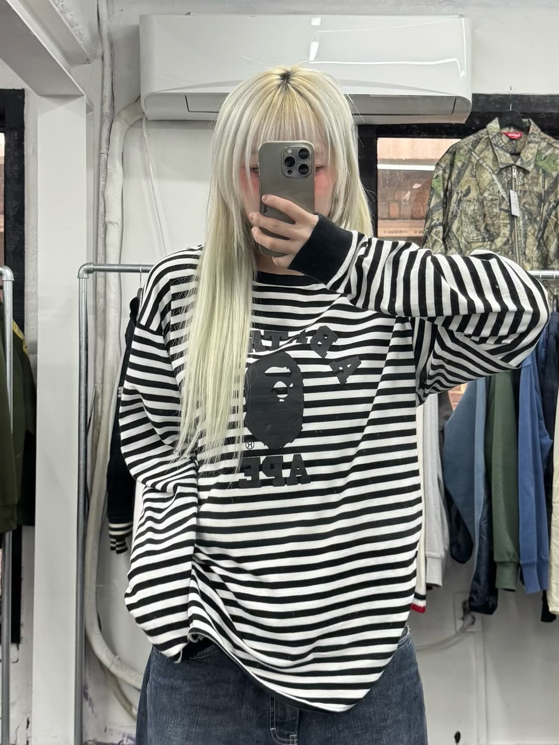 베이프 스트라이프 컬리지 롱슬리브 상품이미지5