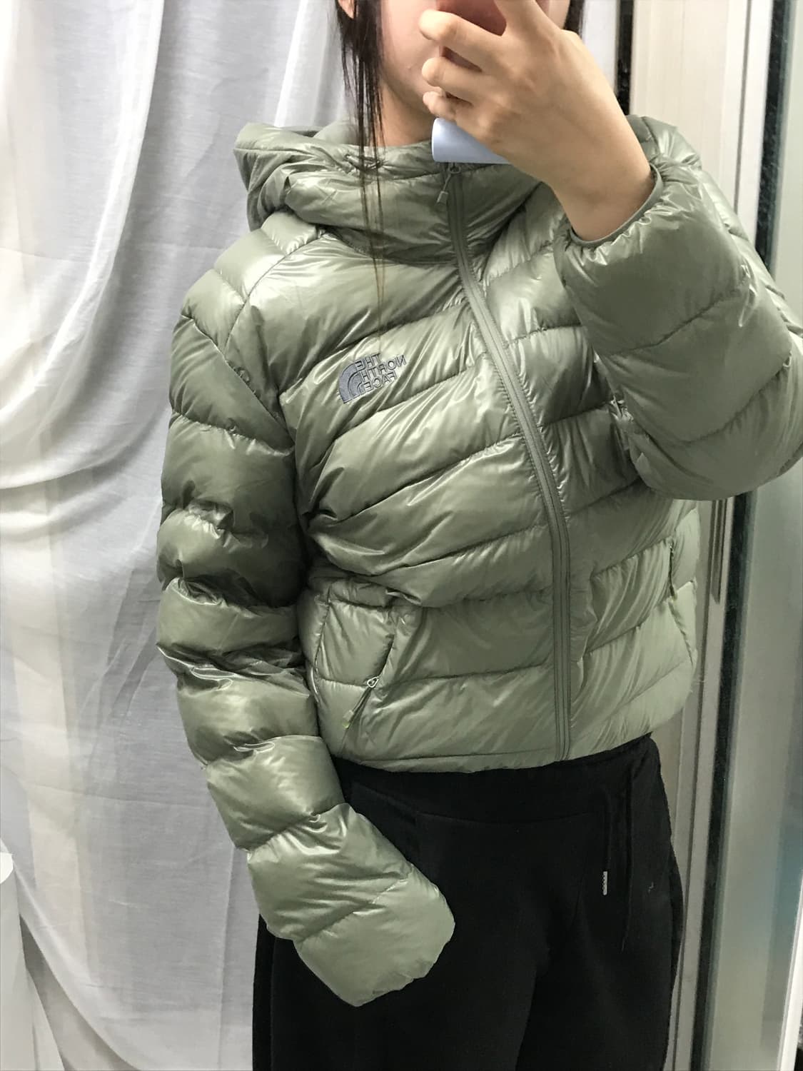 실물 존예! 새상품 노스페이스 경량패딩 마티에 라이트 카키 상품이미지7