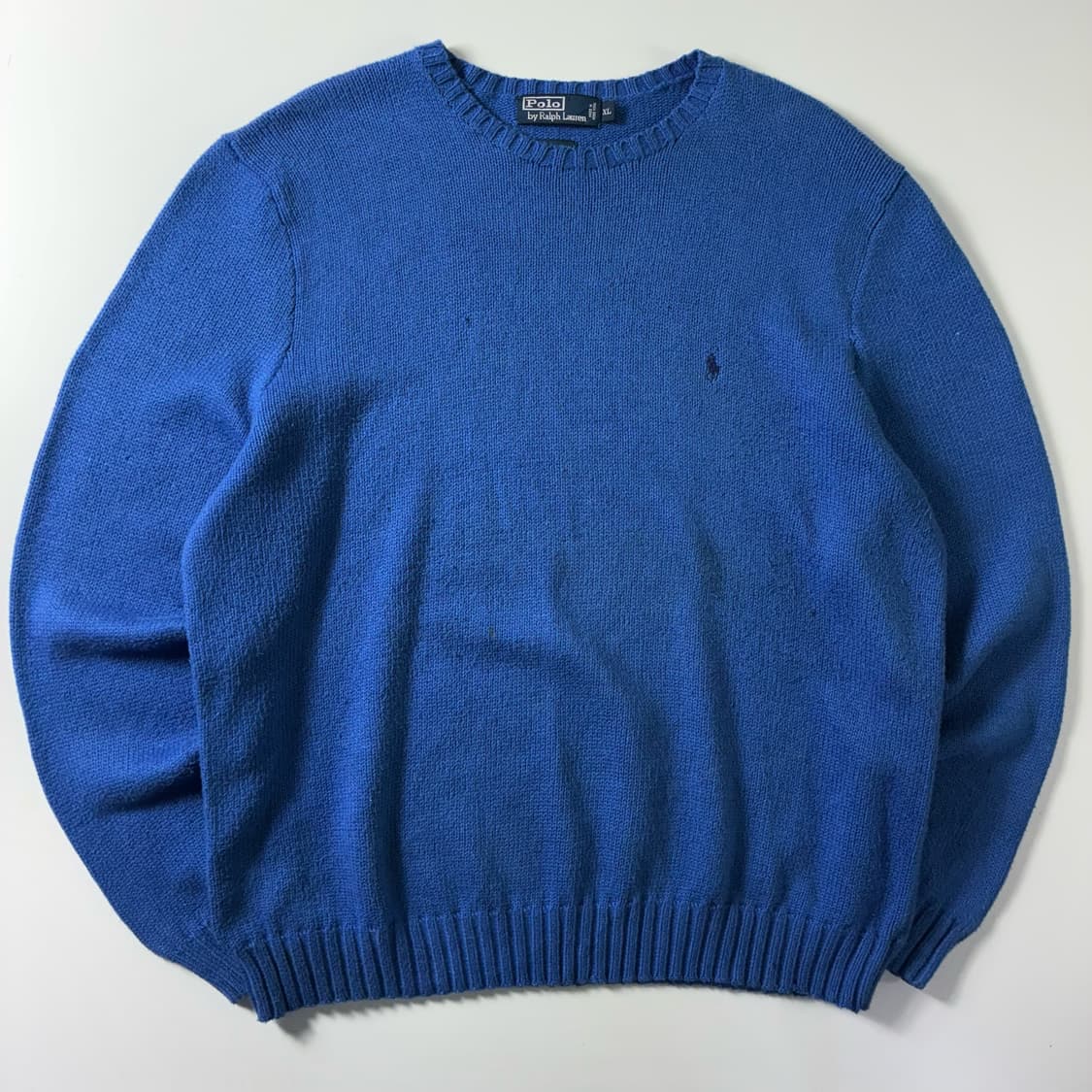 Polo  폴로 랄프로렌 90,s 자수 코튼 블루 라운드 니트  상품이미지1