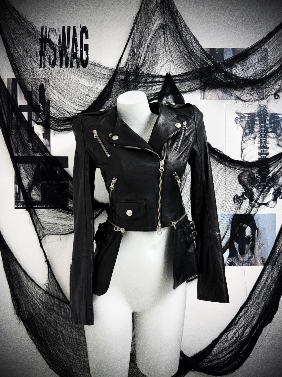 Punk mood real leather jacket 상품이미지1