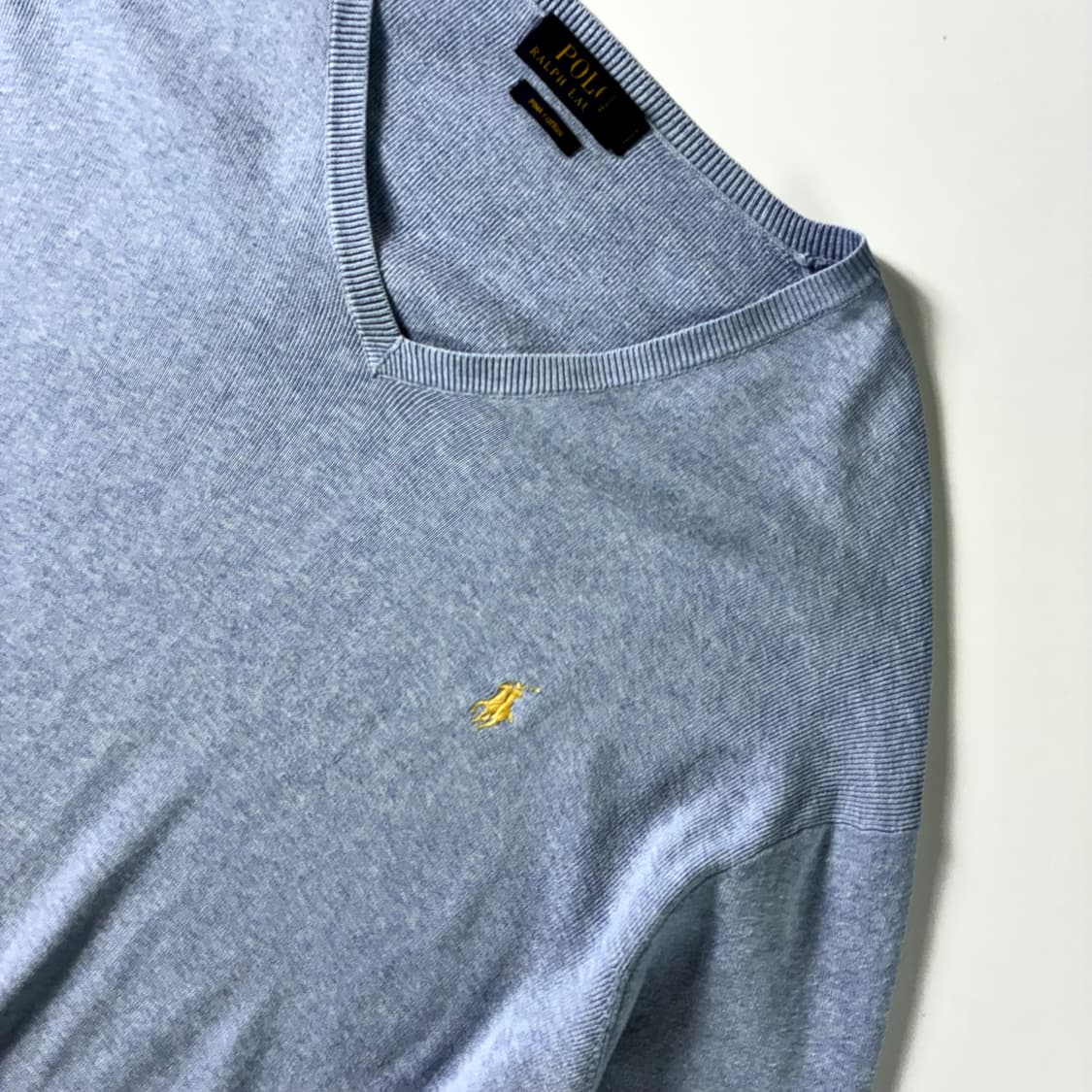 Polo  폴로 랄프로렌 자수 피마코튼 소라 브이넥 니트  상품이미지3